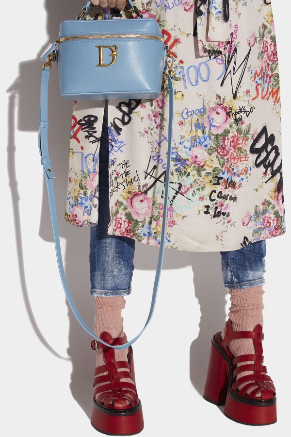 BLACK/LIGHT BLUE D2 Statement Crossbody Bag