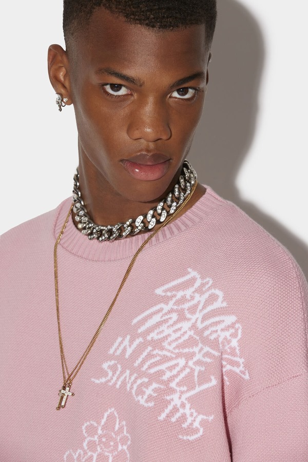 Scribbles Round Neck Sweater D2 PINK