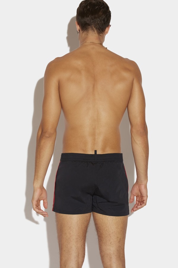Dsquared2 Tape Midi Swim Boxer BLACK/FANTASY