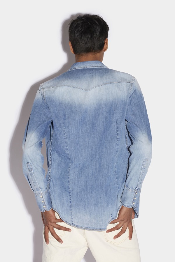 Green Tab Cotton Western Shirt BLUE D2