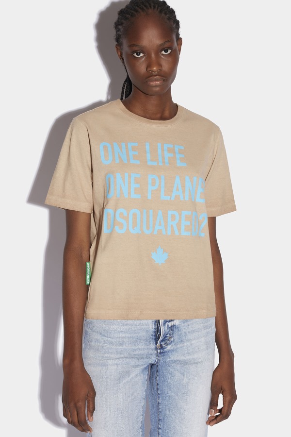 One Life Partially Recycled Cotton T-Shirt BEIGE
