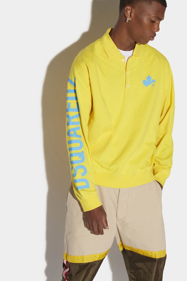 D2 Leaf Long Sleeve Polo Sweatshirt