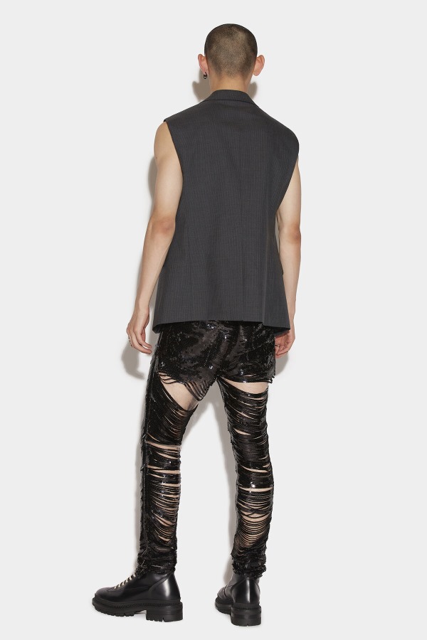NAVY BLUE/BLACK Ripped Sequins Cool Guy Jeans D2