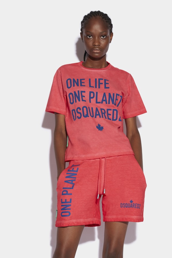 One Life Partially Recycled Cotton T-Shirt RED D2