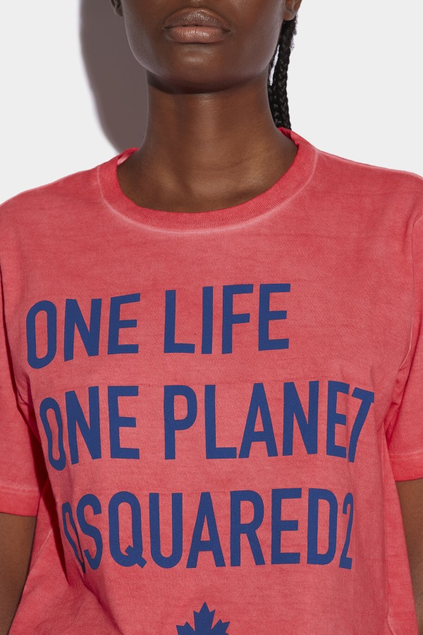 One Life Partially Recycled Cotton T-Shirt RED D2