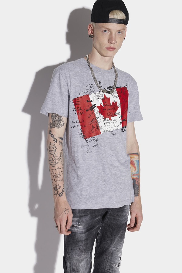 Doodle Flag Cool T-Shirt D2 GREY