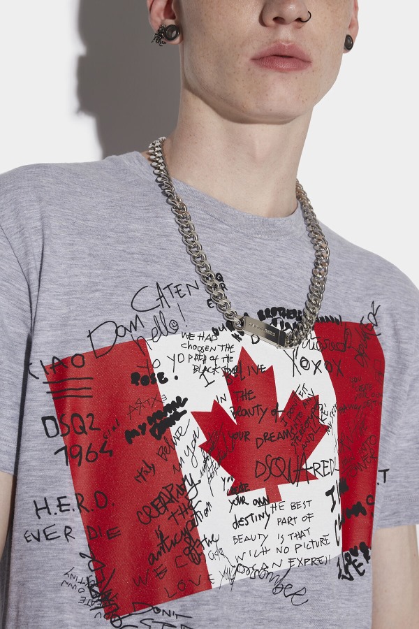 Doodle Flag Cool T-Shirt D2 GREY