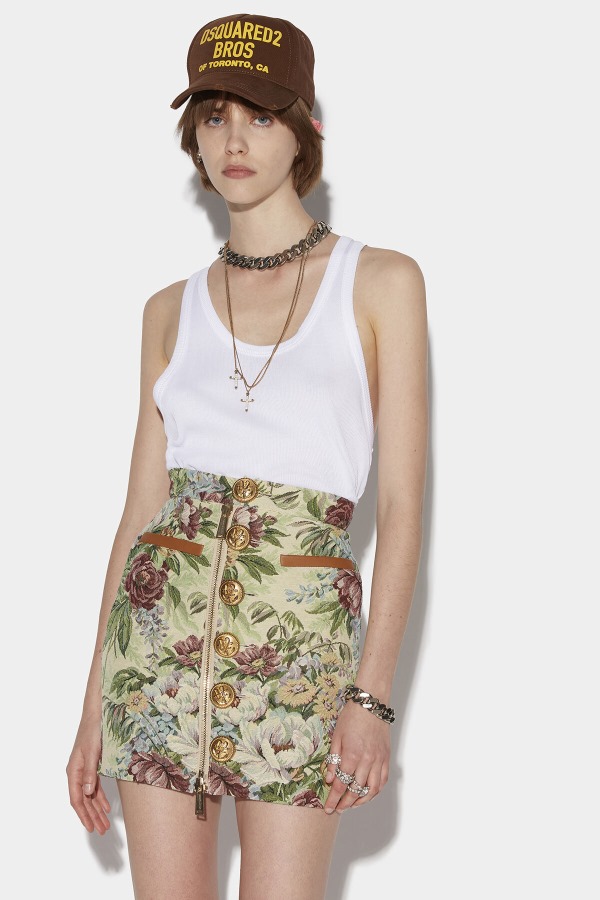 Zip&Button Mini Skirt
