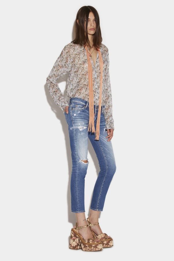 Medium Broken Wash Jennifer Cropped Jeans