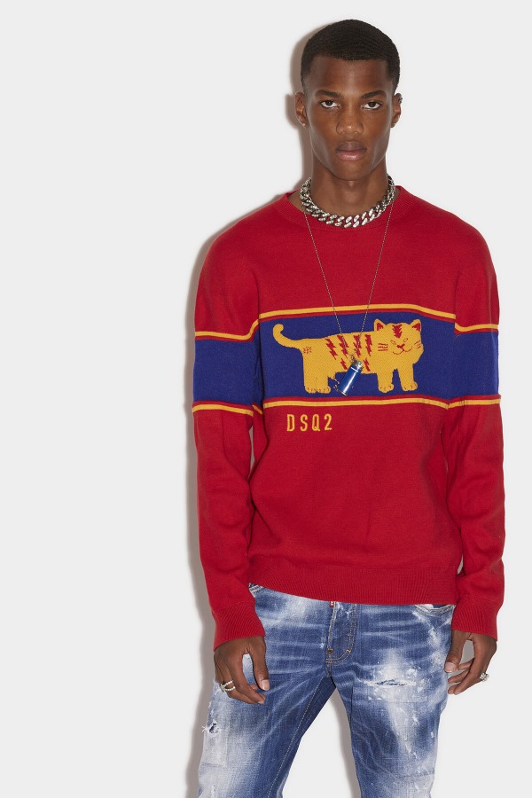 D2 Tiger Round Neck Sweater FANTASY