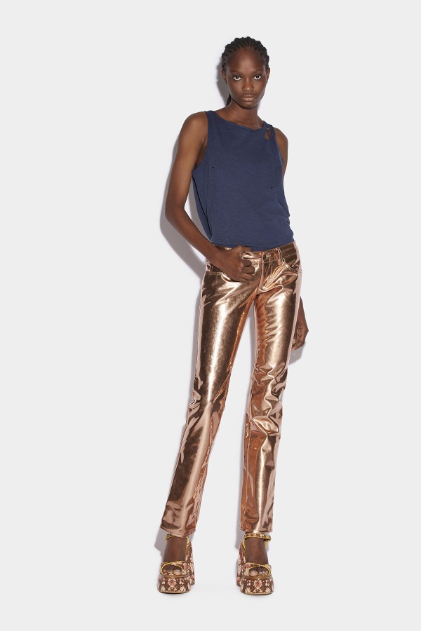 Low Waist Bumster Trousers SILVER