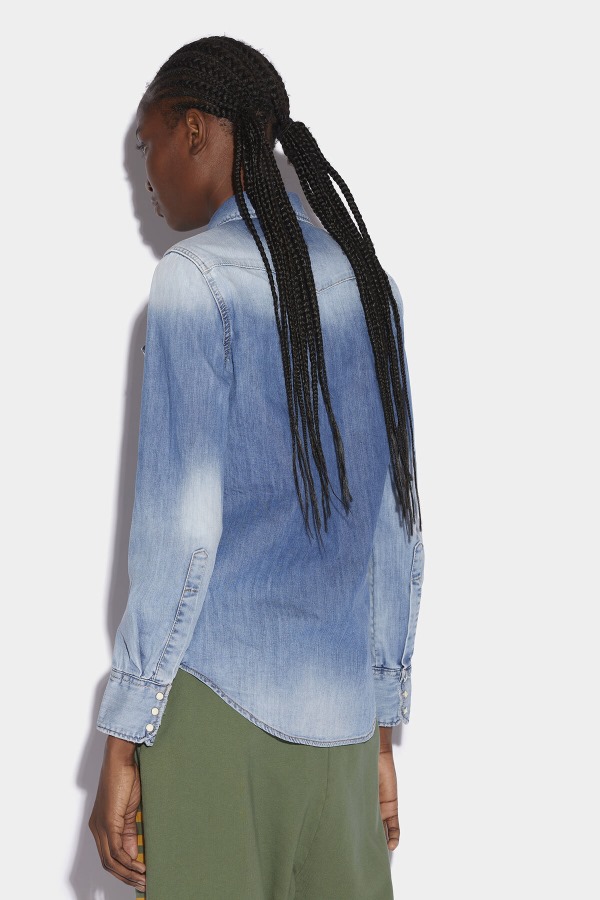 Green Tab Cotton Western Shirt BLUE D2 BLUE