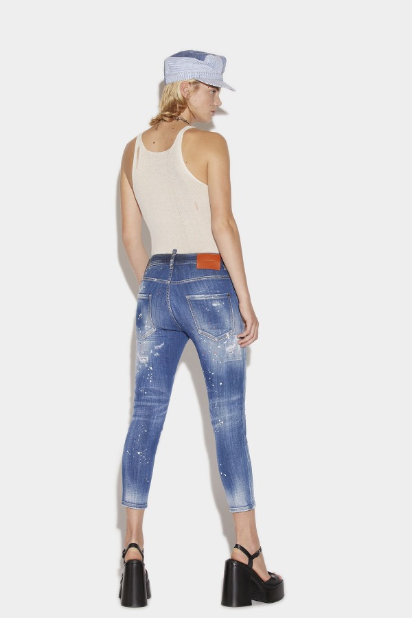 Medium Breeze Wash Skinny Dan Cropped Jeans