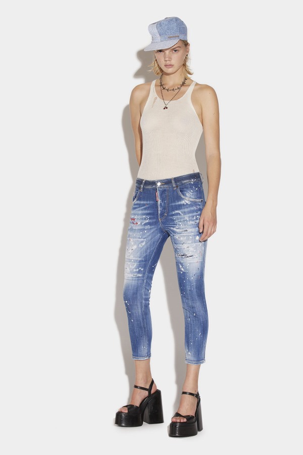 Medium Breeze Wash Skinny Dan Cropped Jeans