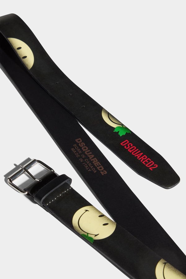 BROWN/BLACK Smiley Cowhide Belt D2 BROWN