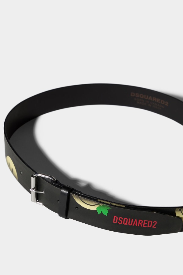 BROWN/BLACK Smiley Cowhide Belt D2 BROWN