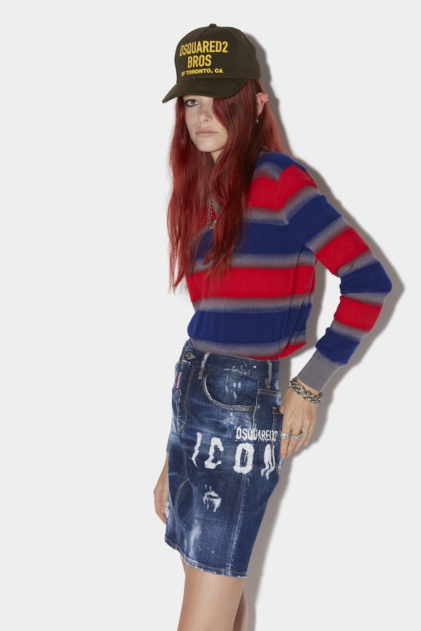 Icon Spray Midi Denim Skirt