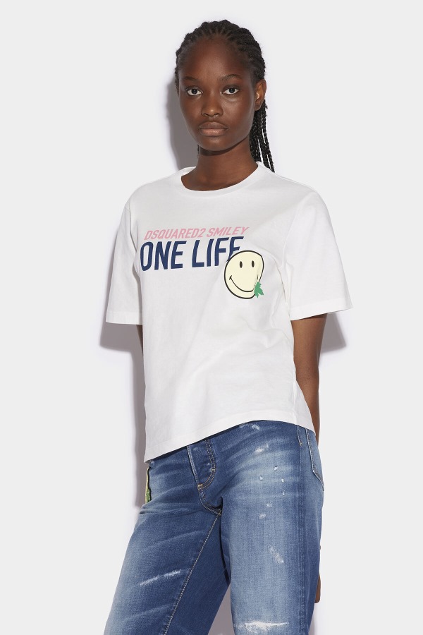Smiley Partially Recycled Cotton Renny Fit T-Shirt WHITE