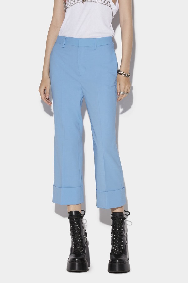 Cuffed Bell Bottom Trousers RED/SKY