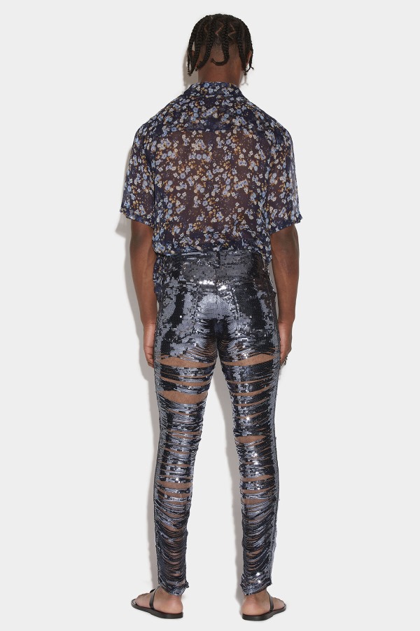 NAVY BLUE/BLACK Ripped Sequins Cool Guy Jeans D2 BLACK