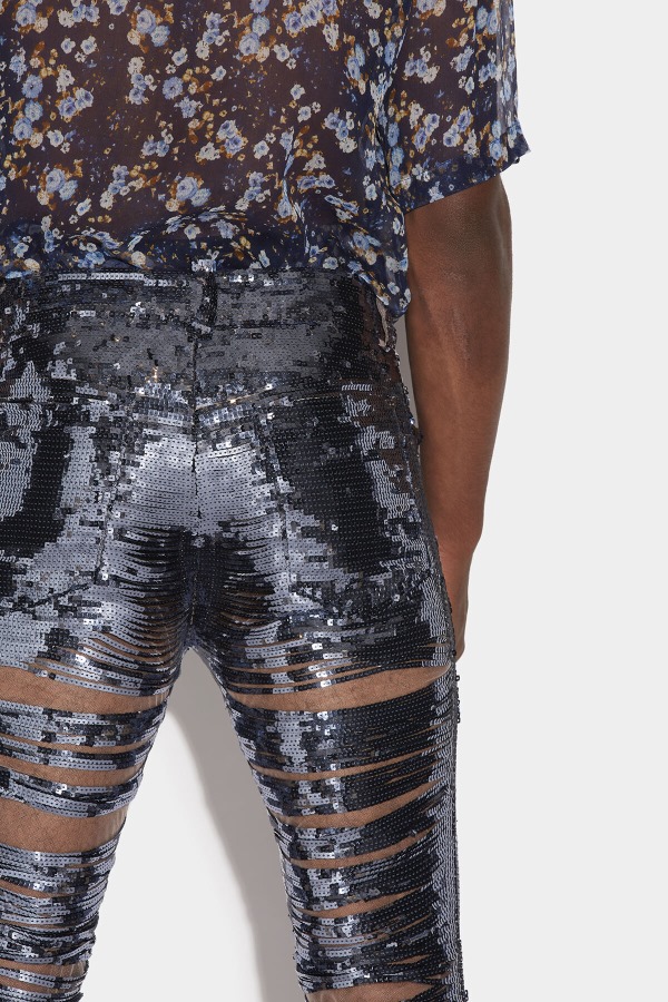 NAVY BLUE/BLACK Ripped Sequins Cool Guy Jeans D2 BLACK