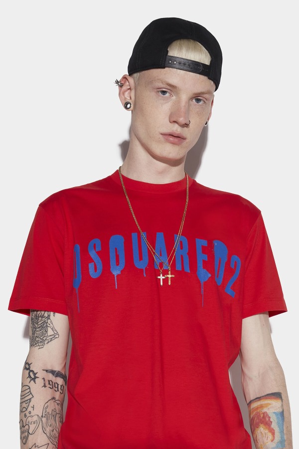 WHITE/RED Dsquared2 Cool T-Shirt D2 WHITE