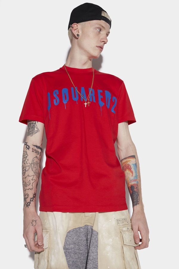 WHITE/RED Dsquared2 Cool T-Shirt D2 WHITE