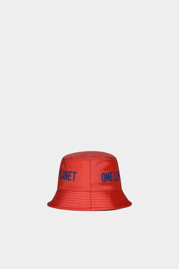 One Life Recycled Nylon Bucket Hat GREEN/POPPY RED