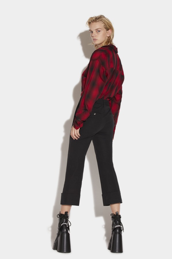 Cuffed Bell Bottom Trousers D2 BLACK