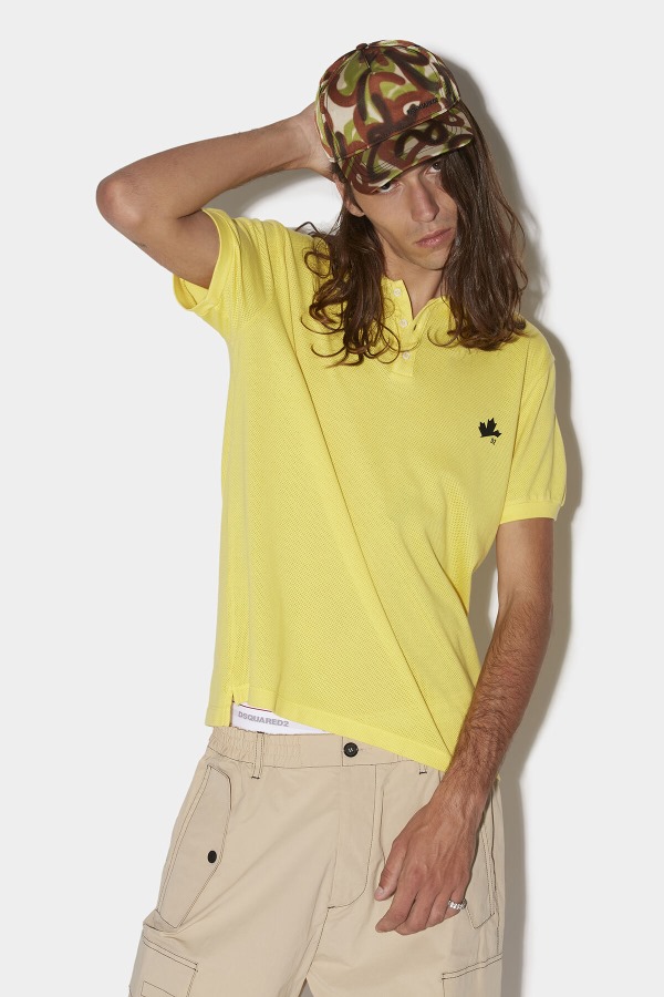 D2 Leaf Tennis Polo YELLOW/BLUE