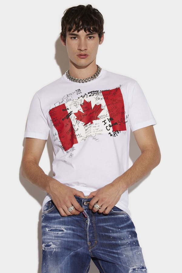 Doodle Flag Cool T-Shirt D2 WHITE