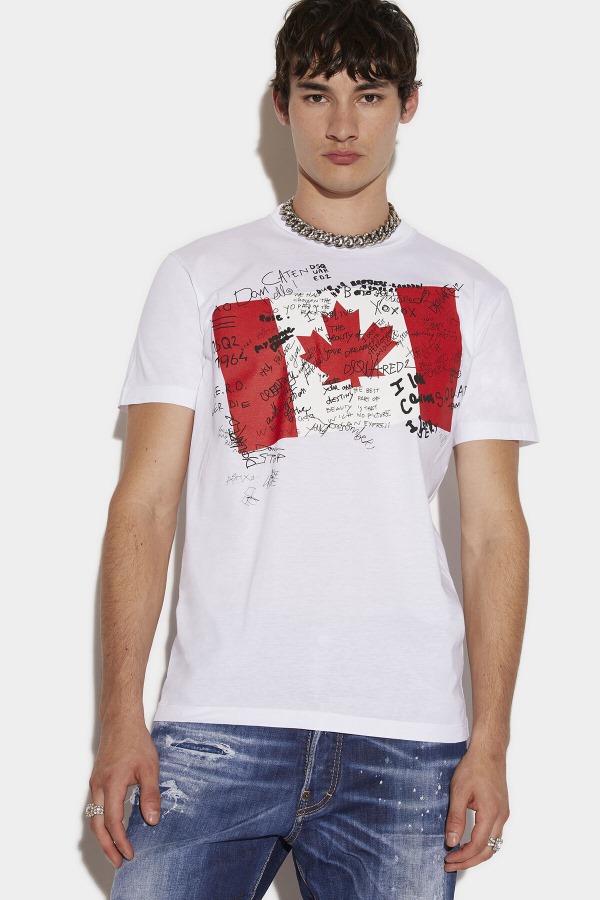 Doodle Flag Cool T-Shirt D2 WHITE