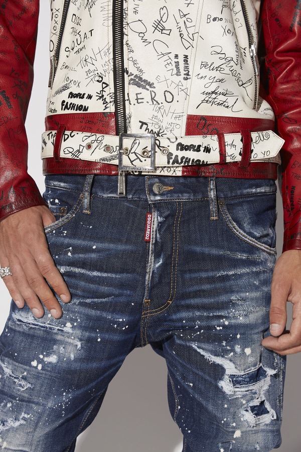 Dark Ripped Bleach Wash Cool Guy Jeans