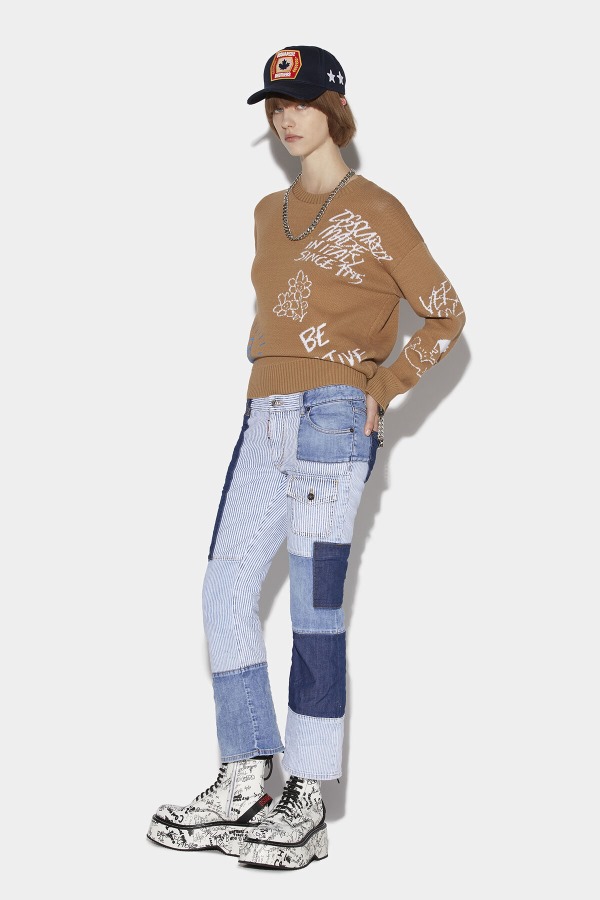 Patchwork Bell Bottom Denim Jeans