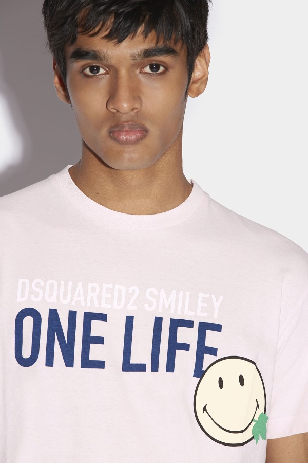 Smiley Partially Recycled Cotton Cool Fit T-Shirt WHITE/PINK
