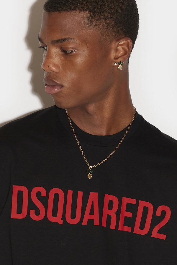 Dsquared2 Slouch T-Shirt WHITE/NAVY BLUE D2