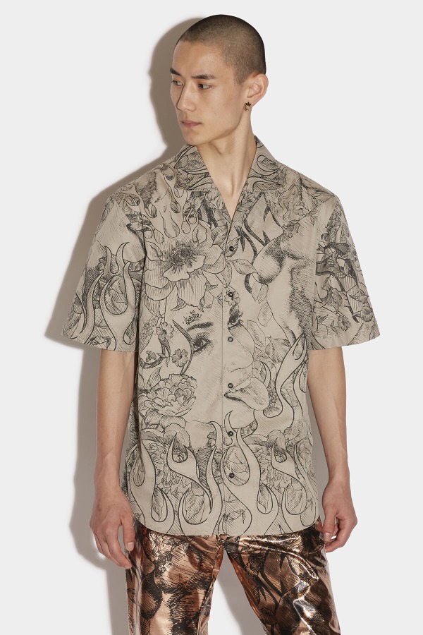 Bowling Shirt OLIVE GREEN/SAND