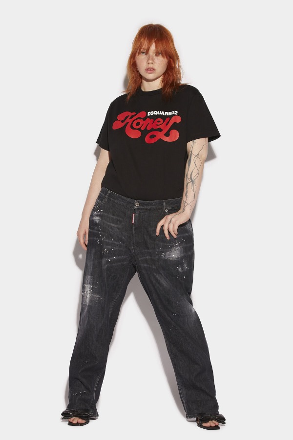 Honey Black Wash Curvy Baggy Jeans