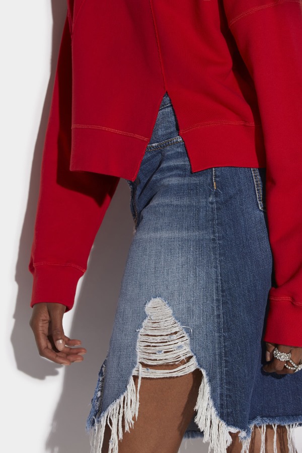 Uneven Hoodie RED