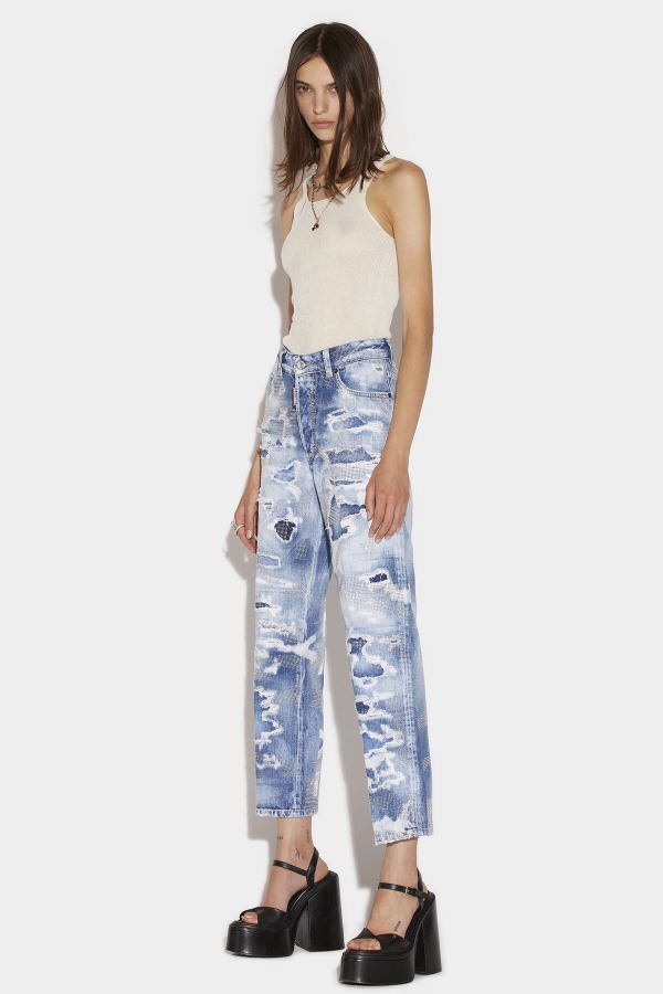Light Camo Glitter Wash Boston Jeans