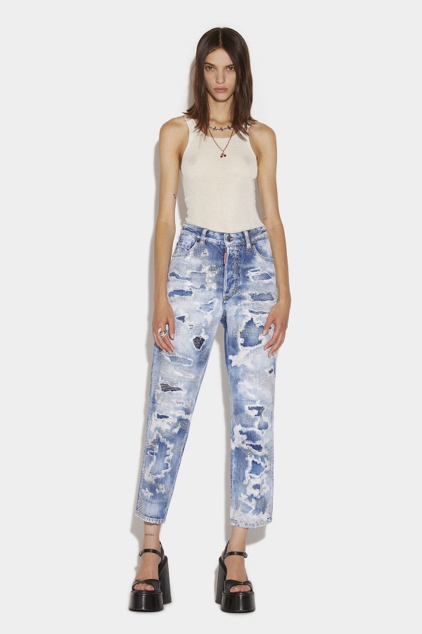 Light Camo Glitter Wash Boston Jeans