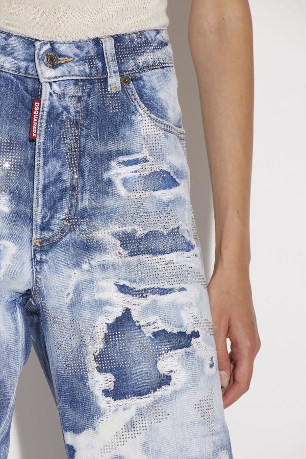 Light Camo Glitter Wash Boston Jeans