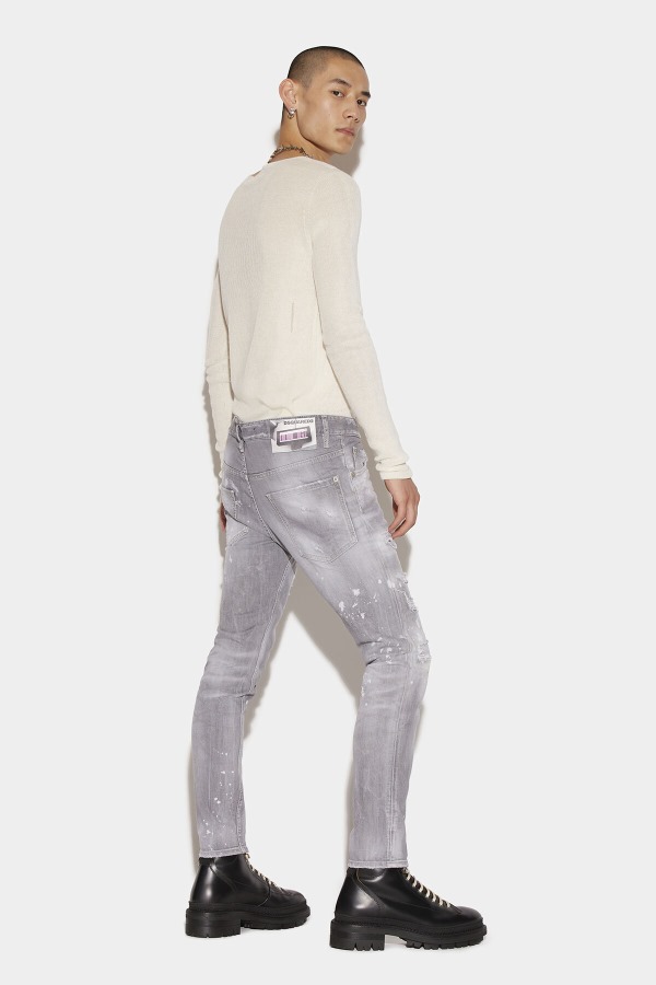 Grey Denim Wash Skater Jeans