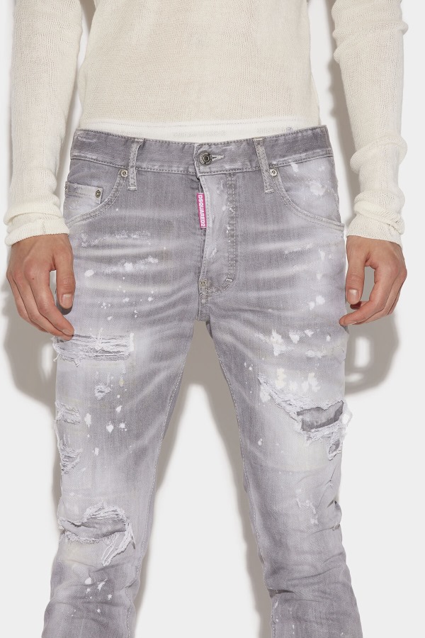Grey Denim Wash Skater Jeans