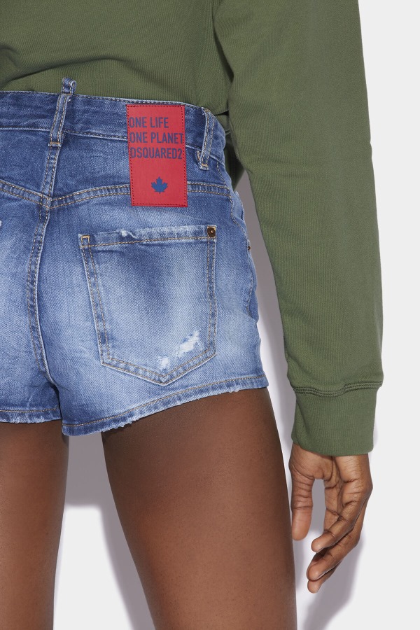 Red Tab High Waist Partially Organic Cotton Hot Pants