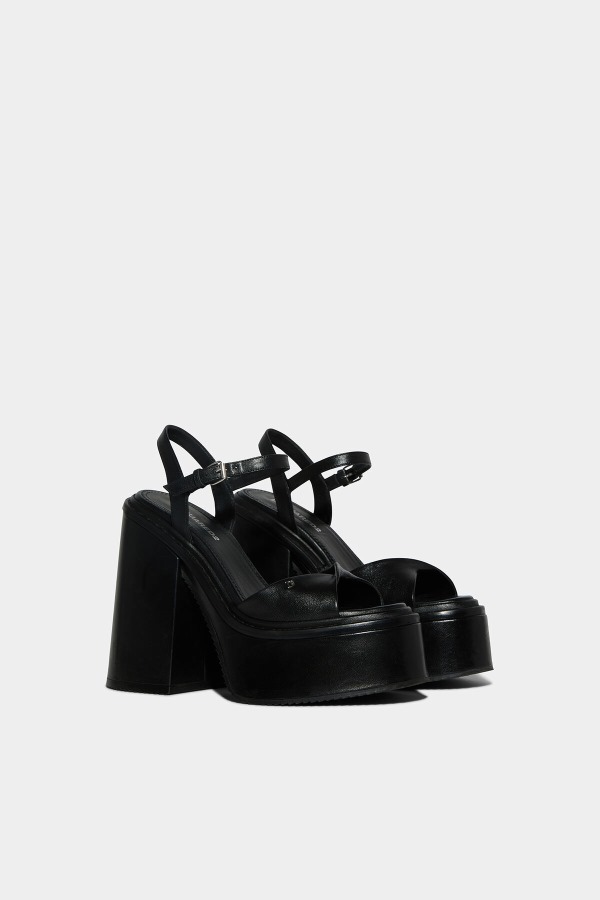 Twist Heeled Sandals WHITE/BLACK