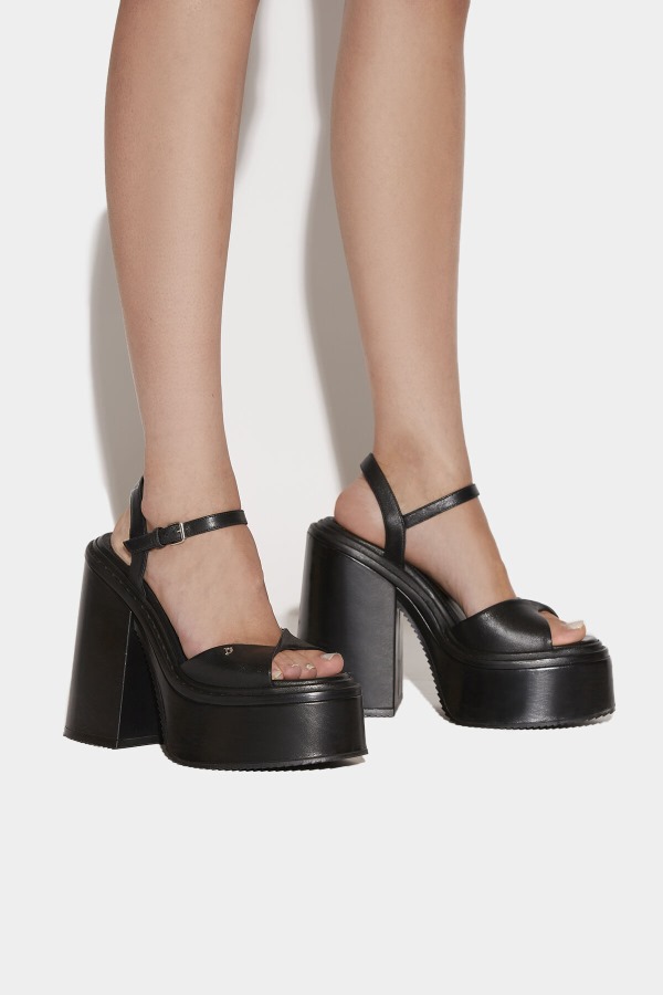 Twist Heeled Sandals WHITE/BLACK