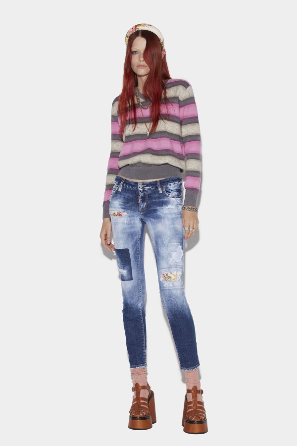 Medium Dark Knee&Leg Patch Wash Jennifer Jeans