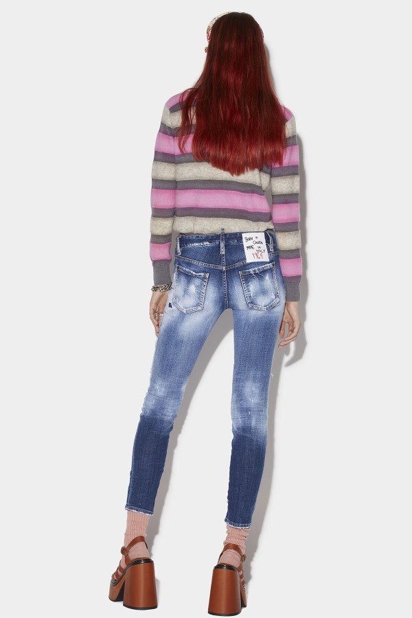 Medium Dark Knee&Leg Patch Wash Jennifer Jeans