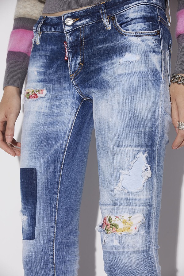 Medium Dark Knee&Leg Patch Wash Jennifer Jeans